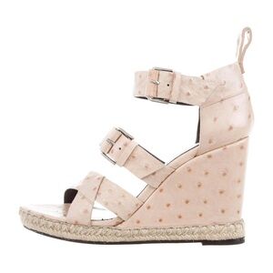 Balanciaga Paris ostrich Shoes sandals wedge. Sz 41